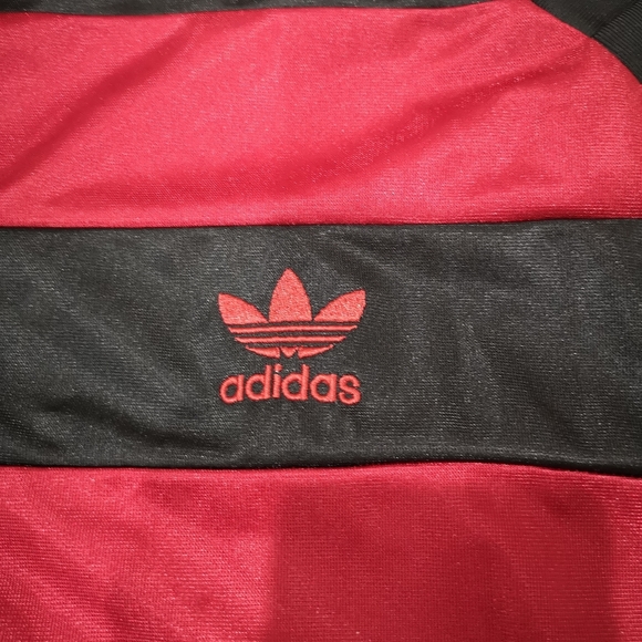 Vintage Adidas Trefoil Short Sleeve Red/ Black Str - Picture 3 of 6